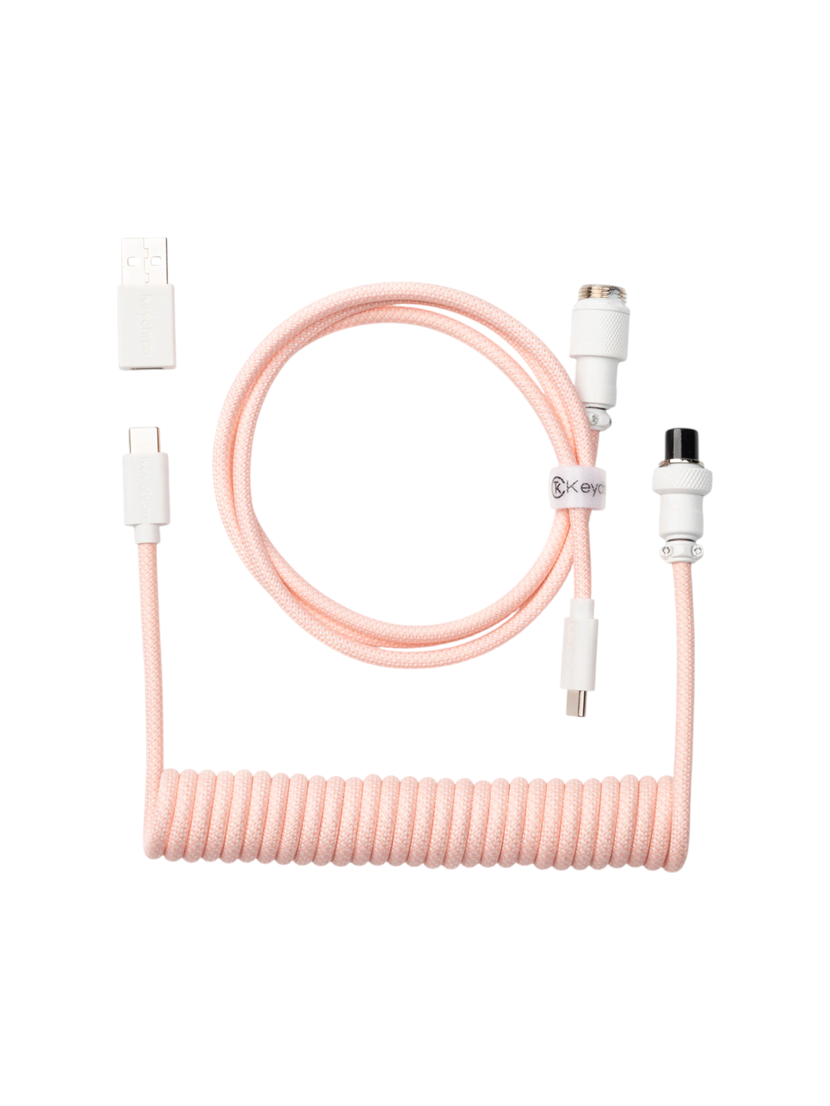 Keychron Gewendeltes Aviator USB 8K-Kabel, gerade (Light Pink) - Tastaturkabel - Pink