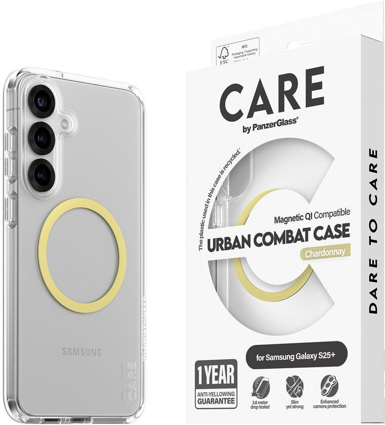 CARE by PanzerGlass Samsung Galaxy S25+ (Plus) FLAGSHIP Urban Combat Cover - Qi Kompatibel - Gennemsigtig / Chardonnay