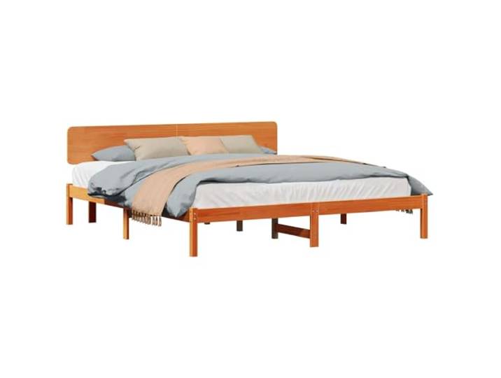 vidaXL Bettrahmen Wachsbraun 180 x 200 cm Massives Kiefernholz Hergestellt aus massivem Kiefernholz für echte Zuverlässigkeit, Wandmontiert, für einen schicken Look,