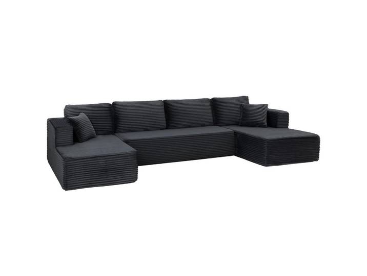 Homcom Ecksofa 3er Set Polyester Grau, Dunkelgrau, Füllung: Schaumstoff,Schaumstoff, U-Form, 369x152 cm, Wohnzimmer, Sofas & Couches, Wohnlandschaften, Ecksofas