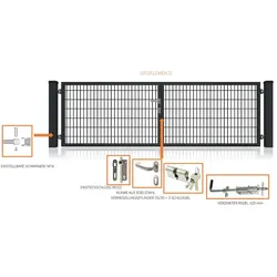Fa-Bausysteme Doppelflügeltor Anthrazit 6000 x 2000 mm