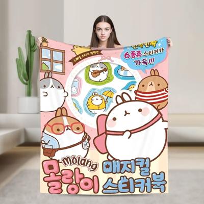 Shop Station Molang & Piupiu Flannel Throw Blanket Soft Cozy Cartoon Fleece Bed Throw For Sofa, Travel & Bedroom 3 29.92 40.16 In