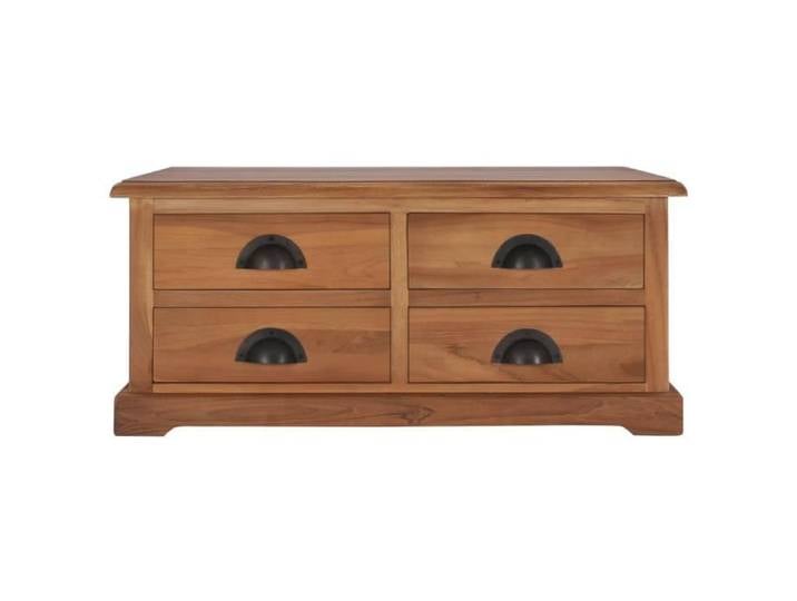 Table basse - KEENSO - DA007 - Bois de teck massif - 68x68x30 cm - 4 tiroirs