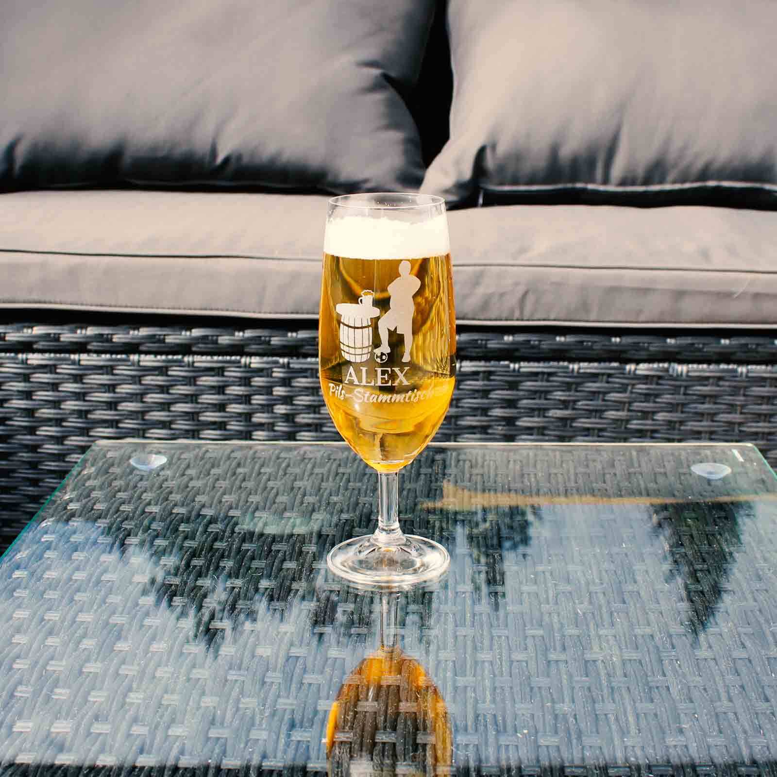 Bierglas LUXENTU "Biertulpe Pilsglas mit Gravur 65. Jubiläum 360 ml transparent", bunt (transparent), 1 tlg., Glas, Trinkgefäße, Bierglas