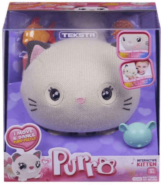 Teksta - Purro, Interactive Cuddly Smart Kitty Toy for Kids, 5+ Years, 19 x 19 x 19 cm, Character Options