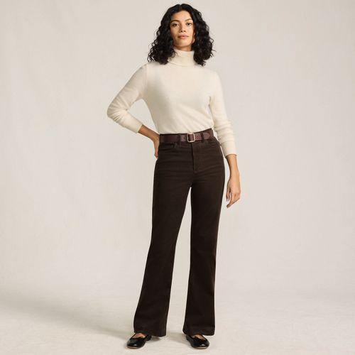 Feincord-Schlaghose High Waist für Damen, Damen, size: regular, Braun, Elasthan/Baumwoll-Mischung, by Lands' End