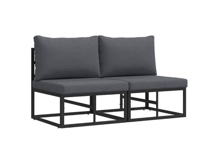[2364734]Ensemble de canapés d'extérieur Mobilier de jardin avec coussin avec oreiller Noir Aluminium Poids:18.15 Kg