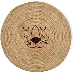 Rice, Kinderteppich, - Jute Floor Mate with Lion Face - Natural (90 cm)