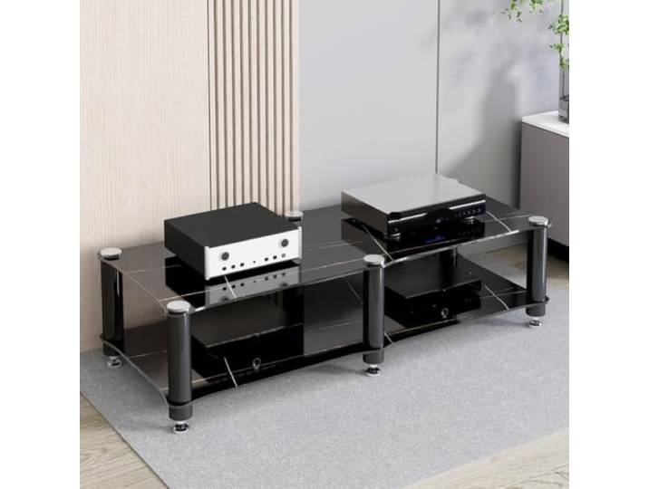 ZSCNYHMT Audio-Rack, Mehrstöckiger Stereo-Schrank Mit Glasböden Stabile unterstützung, vibrationsreduzierende details, für verstärker, player und audiogeräte(B,33cm/13in)
