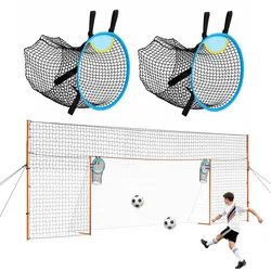 VEVOR Fußballtor 484 x 212 cm Tragbares Soccertor mit Eisenrohrrahmen, für Gärten Parks und Schulen, mit Ballfangnetz, Zielnetz, PE-Netz über 110 km/h, Bodenankern und Abspannseilen für Naturrasen