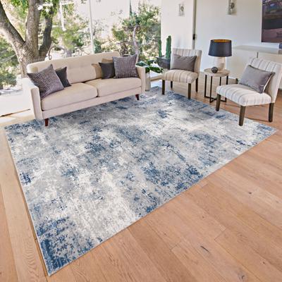 Gertmenian Eden Afina Polyester Blue Non-Slip Abstract Indoor Area Rug