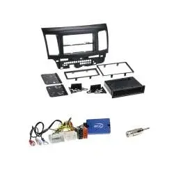 Einbauset 2-DIN Radioblende mit Fach+Lenkradadapter für Mitsubishi Lancer 200...