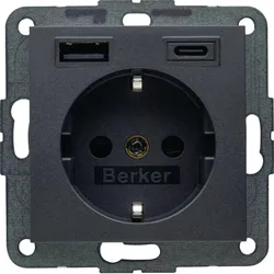 Berker 48141606 Steckdose SCHUKO/USB AC 20W PD B3 ant mt