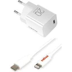 Mercodan Opladerst 20W, m. Lightning (20 W, 1 Port), USB Ladegerät, Weiss