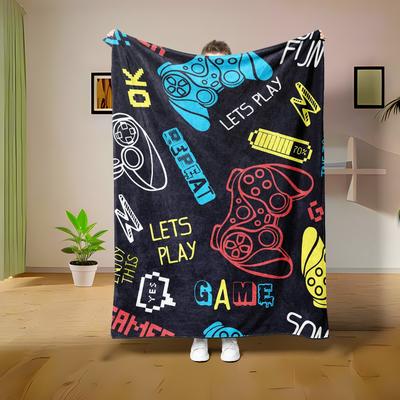 Shop Station ColorPop Gaming Blanket Soft Game Controller Blanket Flannel Throw For Couch, Bed & Gaming Room c 27.56 39.37 In