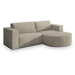 ECKSOFA SORELA P R-S Beige Kordstoff mit Schlaffunktion