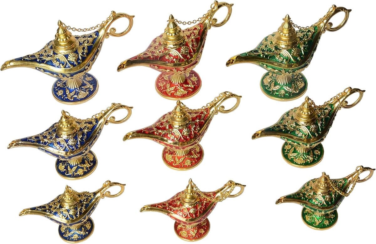 Magische Lamp Doosje Rood - Handgeschilderd Emaille Sieraden Doosje - Maat L