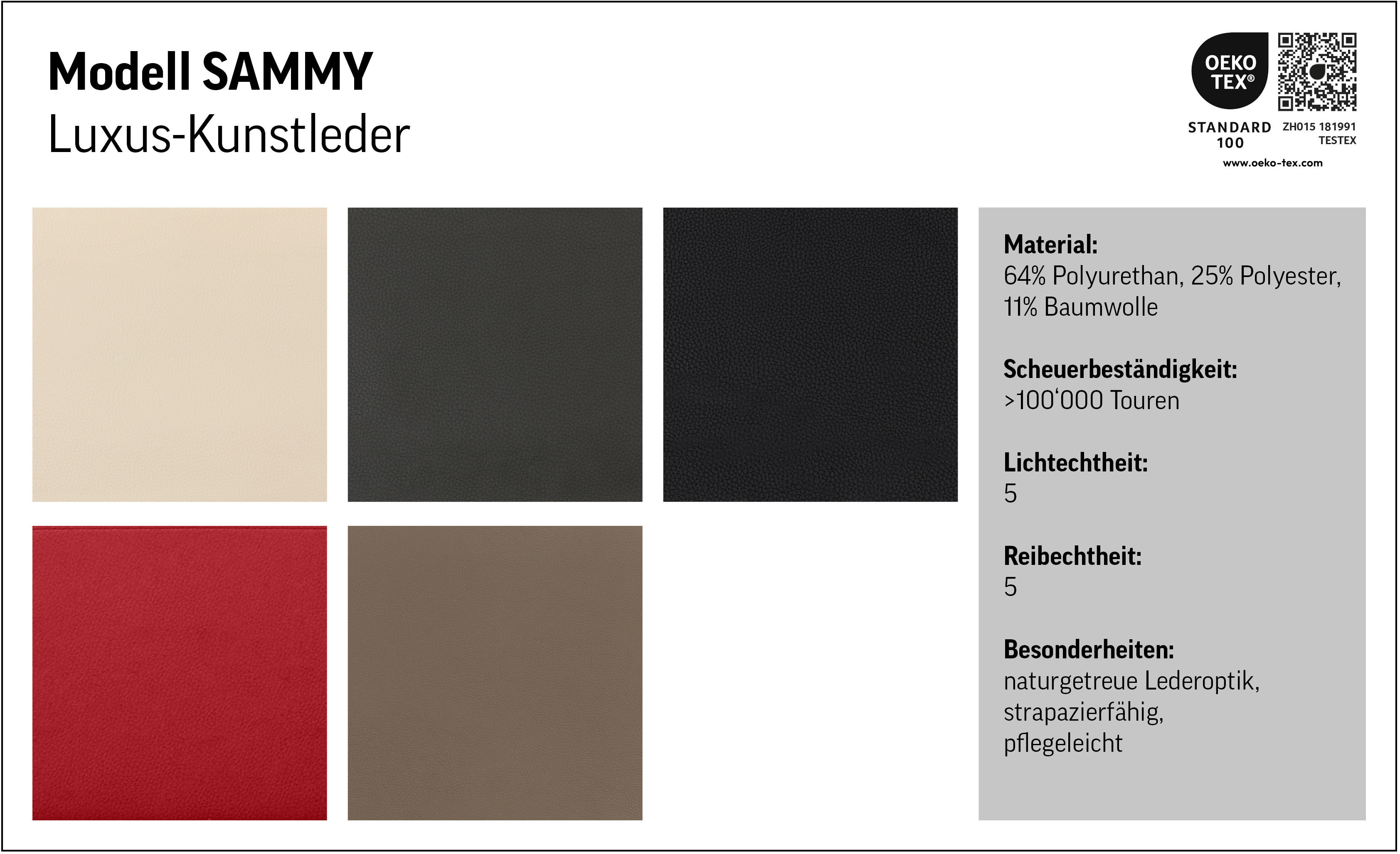 Hocker COTTA "Sammy", rot, B:95cm H:47cm T:64cm, Hocker, Hocker rot B/H/T: 95cm x 47cm x 64cm, Luxus-Kunstleder