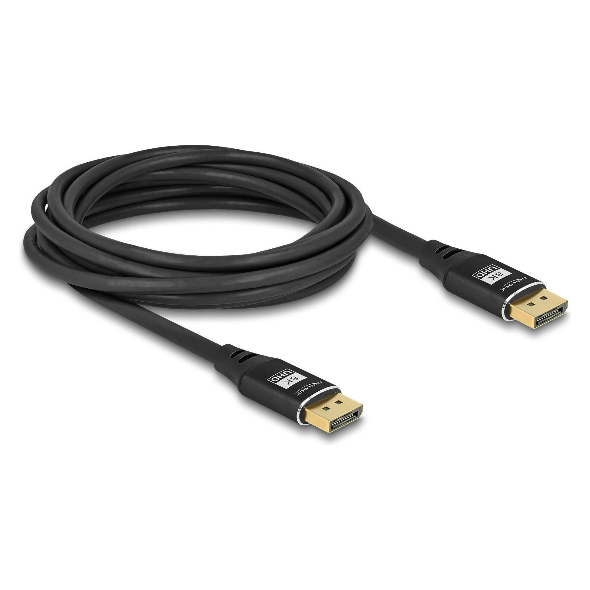 Delock DisplayPort Kabel 8K 60 Hz 5 m schwarz Metall (5 m) (80623)