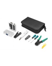 DIGITUS Network Tool Set LAN Tester Crimping Cut and Stripping Punch Down Bag Netzwerk Werkzeugset Crimpzange Schneid.&Abisol. Werkz. LSA Werkzeug Bag,12 Stk (DN-94027)
