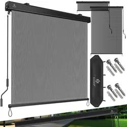 KESSER® Senkrechtmarkise Außenrollo Handkurbelmechanismus Balkonrollo Sonnen & Sichtschutz Beschattung Sonnenschutz Außen Rollo mit Kurbel Markisenkasten Balkon & Terrasse Inkl. Montageset & Abdeckung