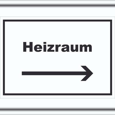 HB-Druck Heizraum Schild mit Text und Richtungspfeil rechts Heizung Wärme waagerecht A6 (105x148mm)