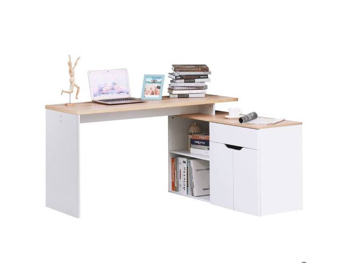 Bureau informatique multimédia modulable multi-rangements double niche + tiroir et placard en bois
