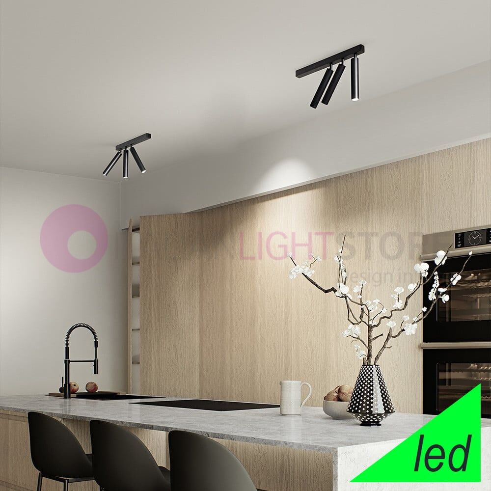 Bambu' Nero Plafoniera 3 Faretti Led 30w Design Moderno