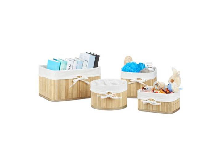 Relaxdays Aufbewahrungskörbe 4er Set Bambus