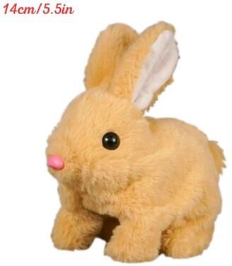 Uplift Essentials Electric Rabbit Plush Toy With Carrot Walking, Ear Wiggling, And Tail Wagging Interactive Bunny For Kids yellow