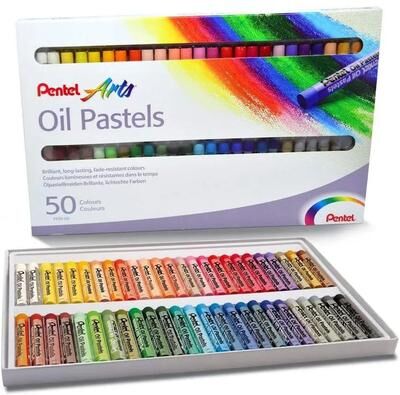 Uplifted Finds Pentel Arts Professional Oil Pastel Set Brilliant Assorted Colors (PHN Series) phn 50 Pcs