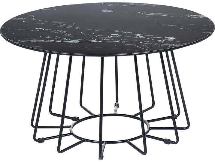 BELIANI Couchtisch Schwarze Tischplatte, Metallgestell, Marmoroptik, glamouröses Design