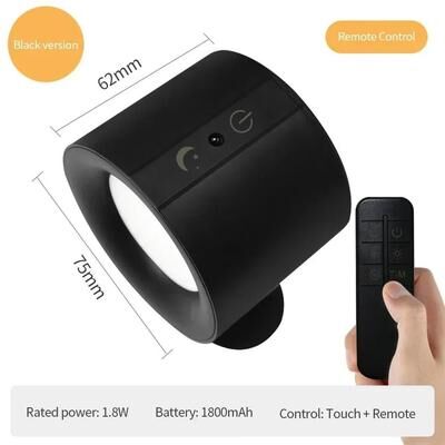 Uplift Picks Magnetic Rechargeable 360 Rotating LED Wall Lamp black 2 Pcs