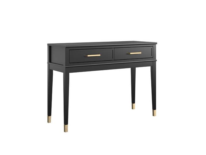Table console avec 2 tiroirs en mélaminé noir