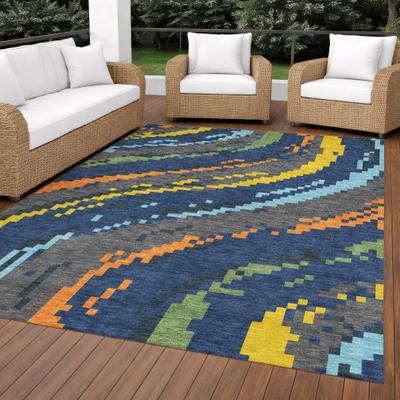 Addison Rugs Machine Washable Indoor/ Outdoor Wave Pixels Chantille Rug