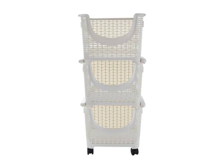 XXAD553TY Essen Stapelbare Rollbehälter mit 3 Etagen Weißer Servierwagen mit abnehmbarem Tablett, rollender Küchen-Barwagen