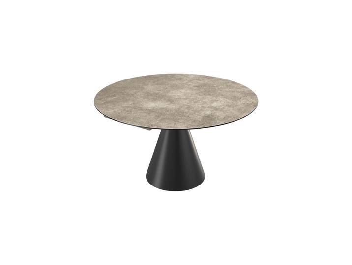 Ausziehbarer Designer Esstisch „New Icone“, in verschiedenen Grössen Keramik Zementgrau 95-135 x 135 cm Akante Design