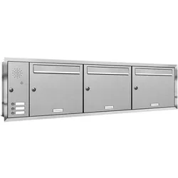 AL Briefkastensysteme 3 Fächer Premium Edelstahl Unterputz Briefkasten Anlage mit Klingeln, Post A4, robust, wetterfest, Artikelnummer: 331T3U3KSL