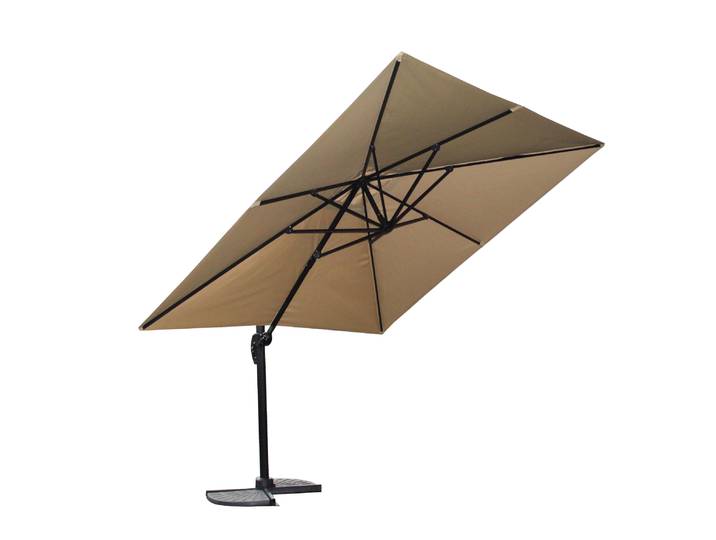 Parasol 3x3 m avec manivelle 360 ° Parasol rotatif résistant aux intempéries, Protection UV, jardin, terrasse, extérieur, rectangulaire, marron