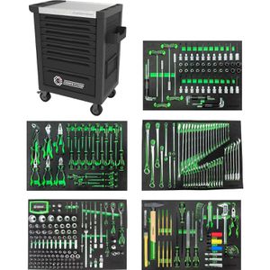 KS-Tools Werkzeugwagen COMPETITION, 512.5341, 341-teilig, schwarz, 8 Schubladen, mit Werkzeug