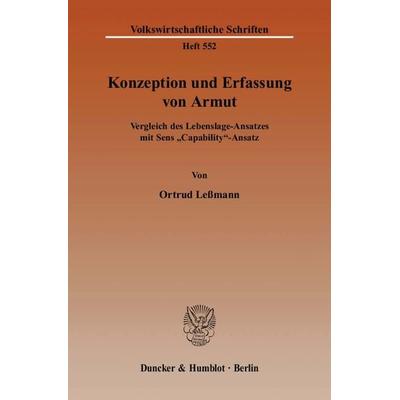 Konzeption und Erfassung von Armut., Taschenbuch von Ortrud Lessmann, Duncker & Humblot, 978-3-428-12226-4