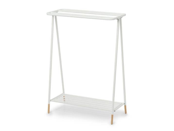 Porte-serviettes sur pied Isola Acier inoxydable / Hévéa Blanc/Blanc 60 x 85 x 30cm