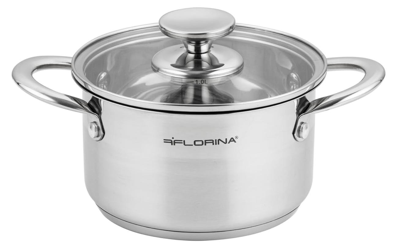 Florina Falcon RVS kookpan met glazen deksel, 1,9 liter, 16 cm diameter