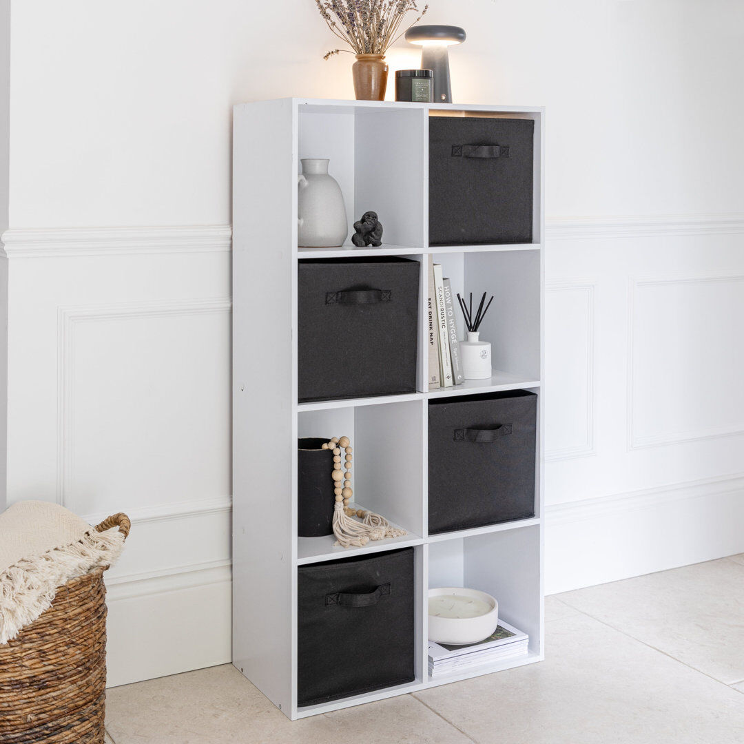 Rebrilliant Northville 61cm W Cube Bookcase White/Black (8 Shelves) 121cm H x 61cm W x 30cm D