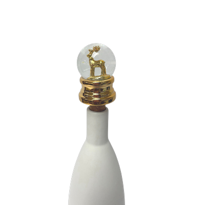 Flaschenverschluss AM DESIGN "Schneekugel", gold, B:4cm H:10,5cm L:4cm, Polyresin, Flaschenverschlüsse, 4er Set, 5x11 cm