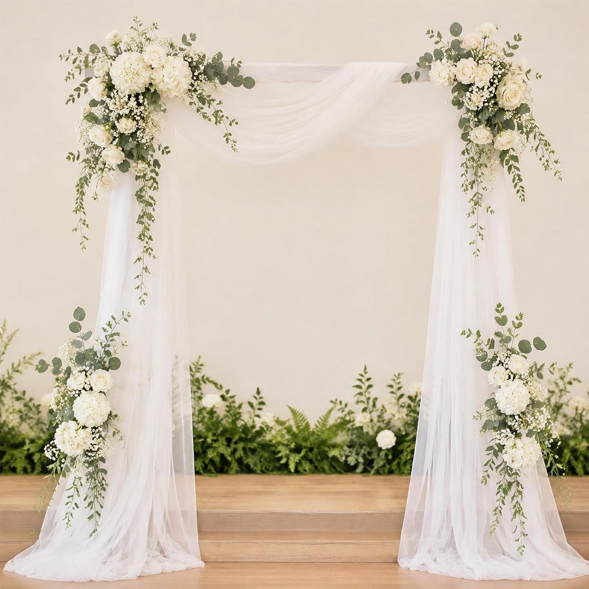 Witte decoratieve tule stof voor bruiloften en decoratie, 3 meter