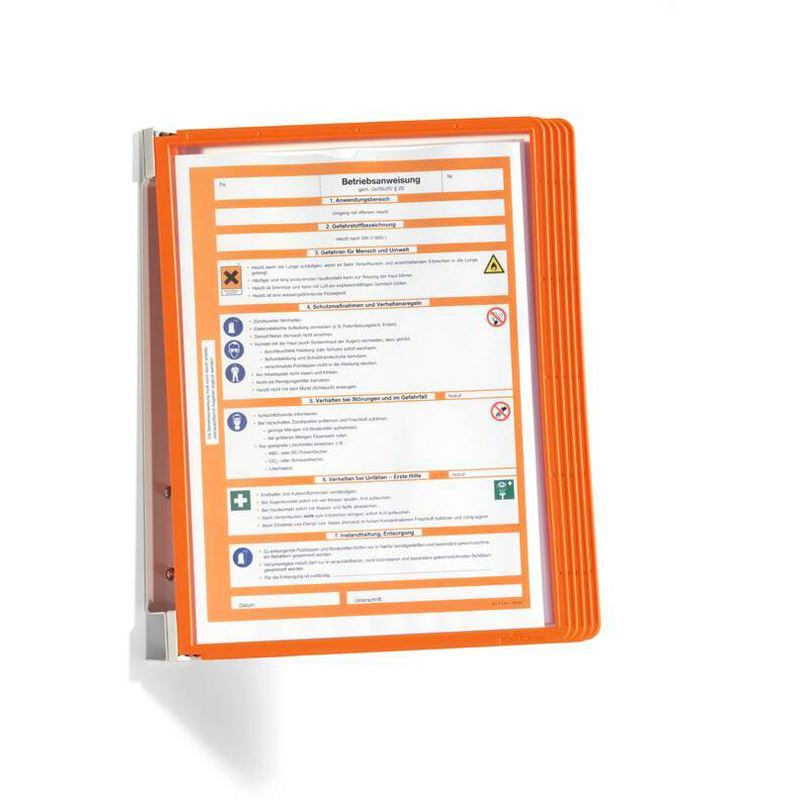 Wandhalter Komplett-Set mit 5 Sichttafeln m.Profilrahmen orange