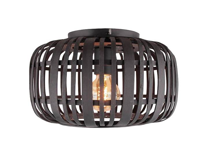Deckenleuchte IV Ø 32cm Schwarz/Schwarz Material: Metall, Massivholz Metallart: Eisen Oberfläche Holz: Gelaugt Oberfläche Metall: Lackiert E27