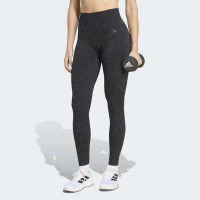 Trainingstights ADIDAS PERFORMANCE "WORKOUT ESSENTIALS LEGGINGS, KOMPLETTE LÄNGE, KNIT SNAKE", Damen, Gr. M, N-Gr, schwarz (schwarz, carbon, normal, gr.), Obermaterial: 50% Polyamid, 50% Polyester, Hosen, mit nahtloser Konstruktion, aus...