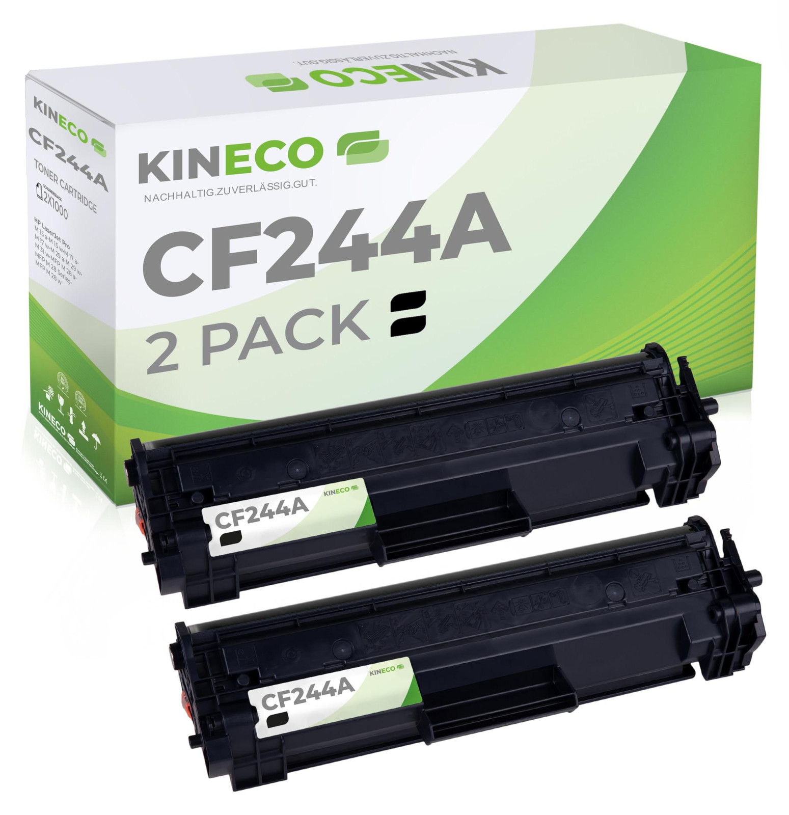 Kineco CF244A 44A tonercartridge compatibel met HP LaserJet Pro, zwart, dubbele verpakking